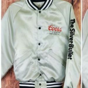 Vintage coors light beer gray satin jacket medium